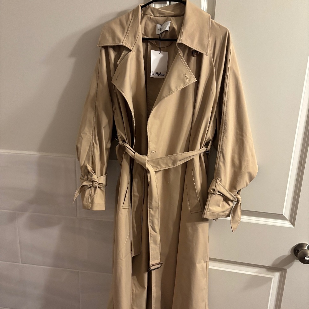 Lattelier Oversized Belted Trench Coat Camel Color
